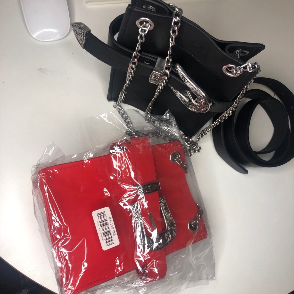 Vegan leather mini purse with belt